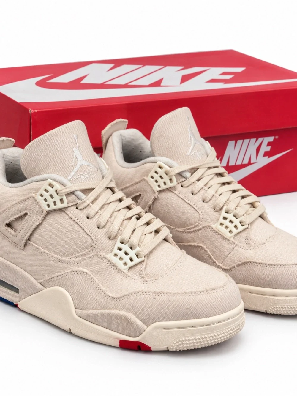 Nike Men’s Air Jordan 4 Canvas Sneakers - Beige